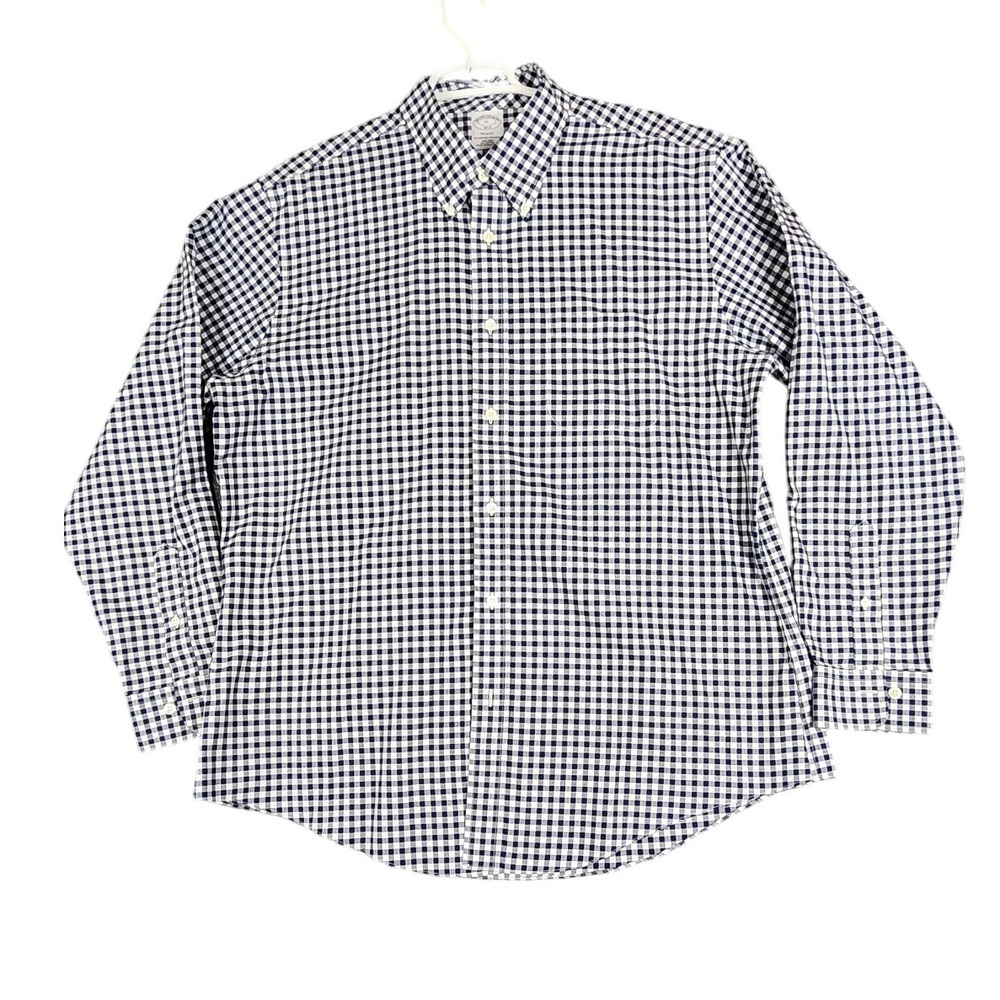 Brooks Brothers Regent XL Non Iron All Cotton Blue White Gingham Dress Shirt